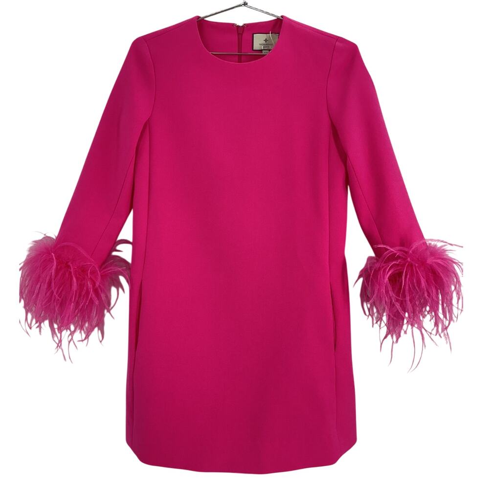 Tuckernuck Feather Trimmed Fuchsia Mary Dress Size XXS - Picture 2 of 5